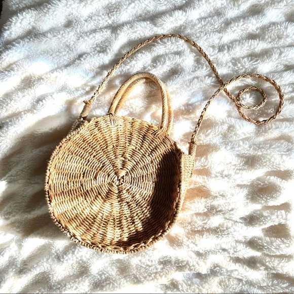 Bags Round Rattan Crossbody Purse With Handles Poshmark